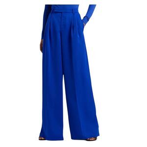 Ralph Lauren‎ Women's Blue Pleated Wide-Leg Pants Size M Formal